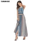 Summer Sleeveless Boho Style Maxi Printed Sexy Casual Long Dress