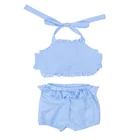 Newborn baby clothes 2 pieces clothing set baby backless girl summer seersucker outfit