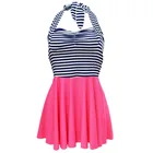 Elegant Crossover One Piece Swimdress Plus size Skirted Swimsuit for Women