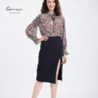Top Selling Long Sleeve Causal Leopard Printed Chiffon Transparent Shirt Blouse For Women