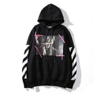 Online Shop Hot Selling Black Graphic Hoodie Striped Sleeve Custom Hoodie Drawstrings