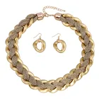 Gold plated alloy choker necklace heavy chunky cuban link chain punk necklace earring set design for women
