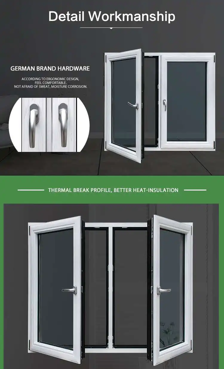 YY construction Aluminium Tilt and Turn Windows Two Open Way with Energy Efficient Glass