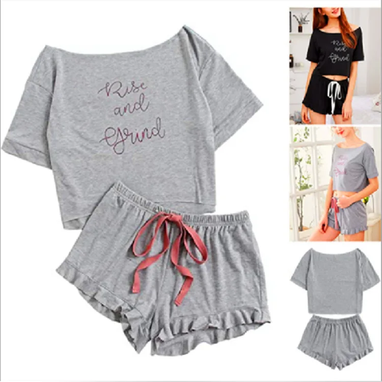 Pajamas Ladies Pijamas Women Cotton Home Clothes Summer Two Piece Set Pyjama Femme 2020