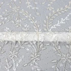 MX676 Tulle Net Beaded White Embroidery Fabric Lace Sequin For Bridal Dress