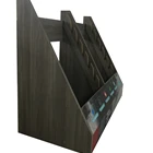 Solid wooden art standing big ceramic floor tiles brick showroom double sides showing shelf sample display rack