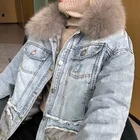 Fur The Latest Style Denim Soft Warm Fur Collar Detachable Down Jacket Women Jeans Jacket