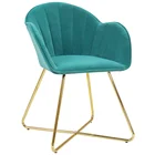 Modern Nordic Style Velvet Cover Metal Tube Frame Dining Room Table Chair For Party Club