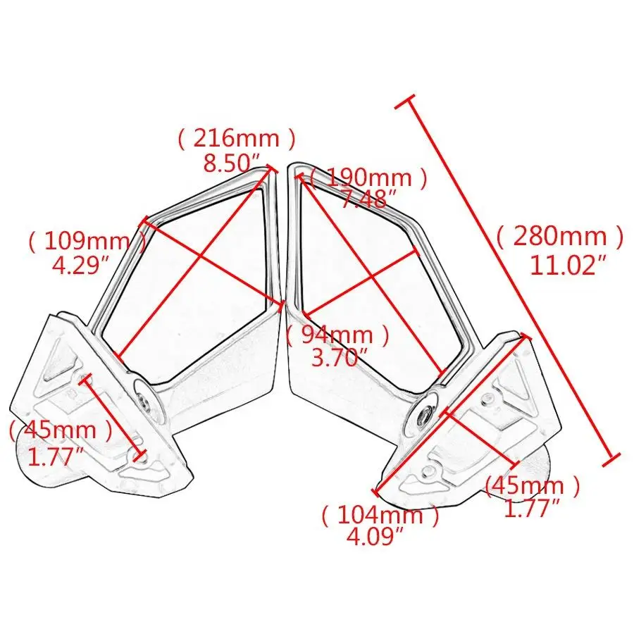 Motorcycle UTV Rearview Mirror Fits For Bombardier Can Am Maverick X3 2017 2018 Rear View Convex Side Mirror Dual-Adjustment