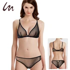 Transparent Mesh Underwire Sexy Girls Lingerie Bra And Panty Underwear Set