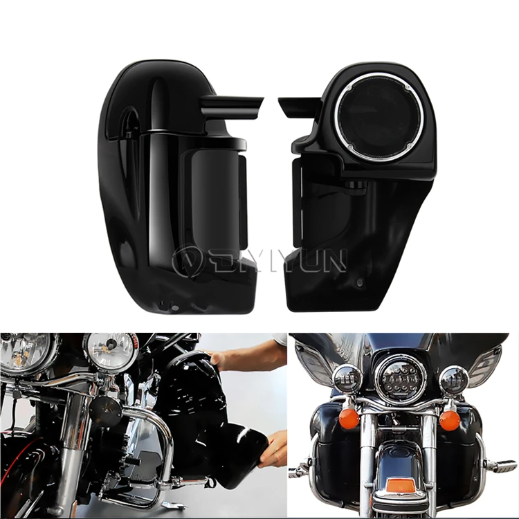 1983 2013 Vivid Black Lower Vented Leg Fairing Speaker For Harley