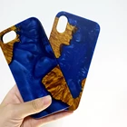 Wholesale USA best Selling Blue Ocean Design Natural colorful Resin Wood Phone Case for Cell Phone Covers