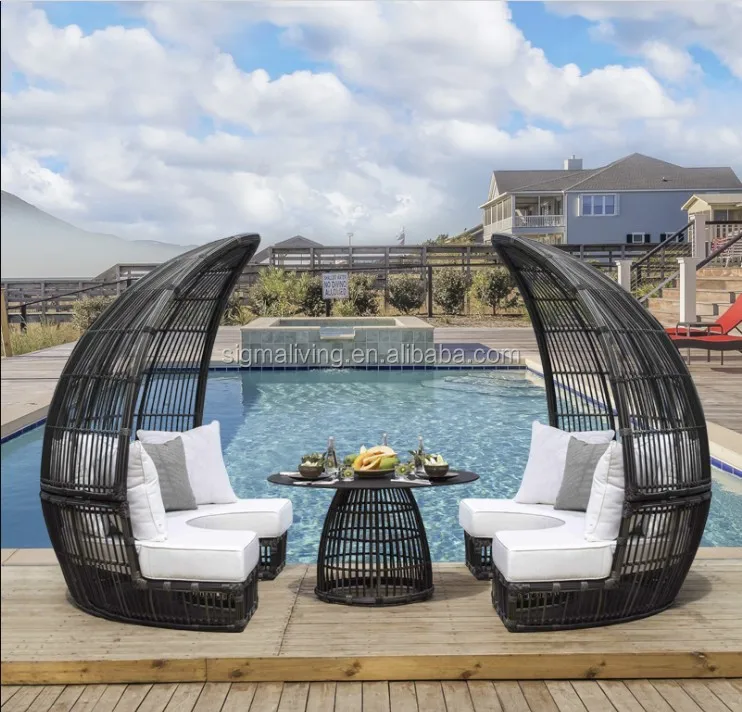 Fancy design modern outdoor garden wicker sun lounger chaise lounge furniture
