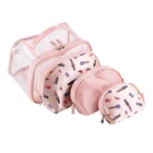 4pcs set clear pvc pouch portable pink travel waterproof large travel set cosmetic bag