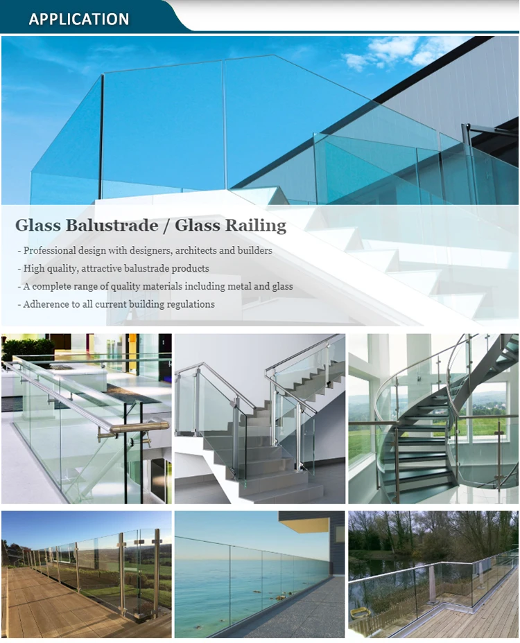 Glass Balustrade Frameless Glass Railing Glasses Fence Stainless Steel Balcony Glass Railing
