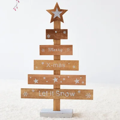 Floco de neve Estrela 28 centímetros Gotas Criativas De Madeira Mini Árvore de Natal Enfeites de Decoração Para Casa Decoração da Mesa de Feliz Natal