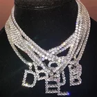 Wholesale Tennis Initial Necklace Woman Cubic Zirconia Diamond Tennis Letter Initial Necklace For Women