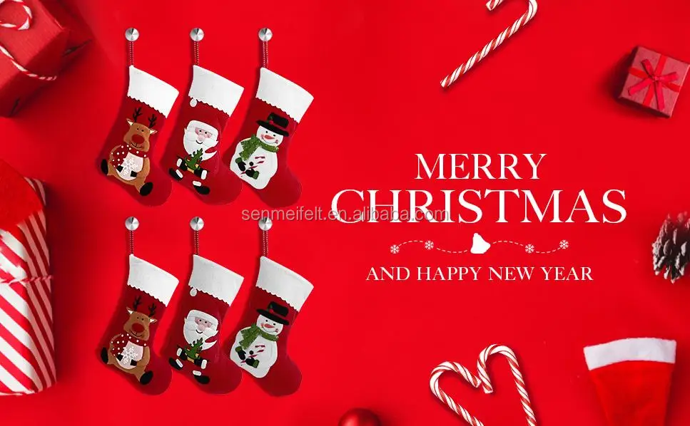 6 pcs set wholesale christmas stocking decorations bags felt
