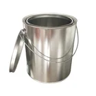 1 gallon round paint white coating tin pail with plastic handle and lever lid