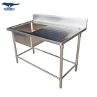 Wholesale single bowl stainless steel freestanding kitchen sink with drainer
