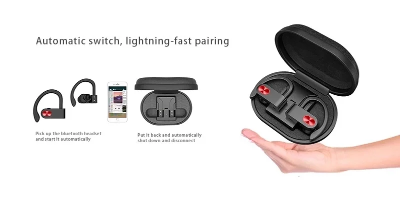 2020 new trending Amazon top seller A9 Noise Cancelling Bluetooth 5.0 TWS Ear Hook Earphones A9 with power bank for iphone X - ANKUX.COM