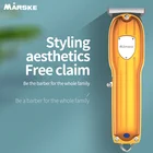 Marske 5020 Gold Metal Personal Cutting Grooming Kit Guards Comb Professional Cordless Barber Hair Clippers for Men