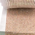 Hot Deal Crystal S091 Lt Peach Color 24rows Bling Bling Crystal Mesh Fabric Rhinestone For Dress