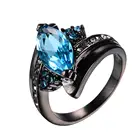Multicolored optional 14k black gold plated ring women zircon horse eye shaped ring jewelry wedding