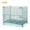 Wholesale foldable warehouse galvanized steel welded rolling wire mesh spare parts storage zinc bin container basket cage