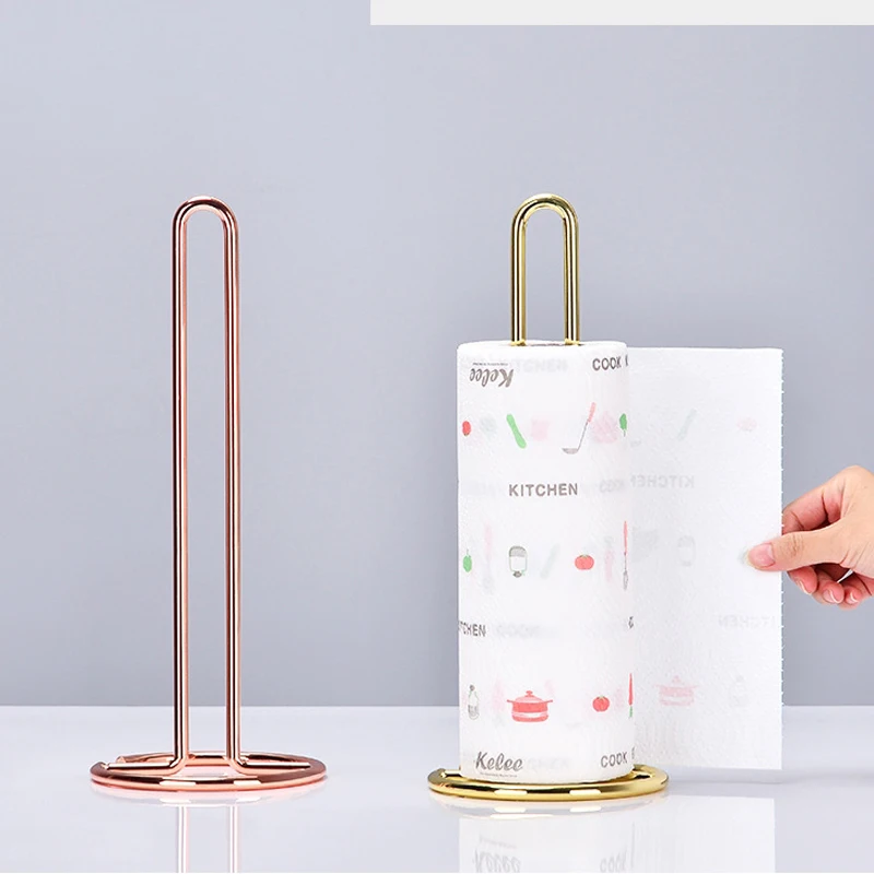 Paper Towel Holder Countertop Table Storage Bathroom Rose Gold