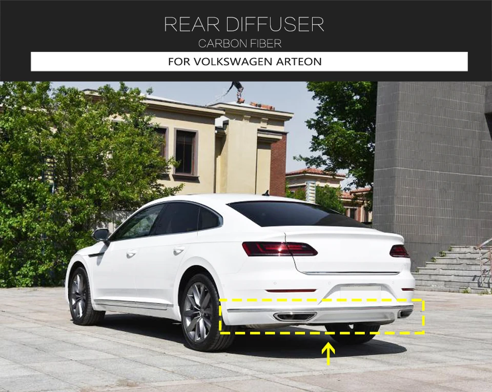 Vacuum Carbon Cc Rear Bumper Lip For Volkswagen Arteon Hatchback Door