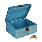 Handmade home decor vintage blue keepsake jewelry gift wooden box custom made