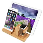 3 in 1 Apple Watch Stand Charging Stand Bracket Docking Station Holder for iPhone iPad Apple Watch, Bamboo Wood
