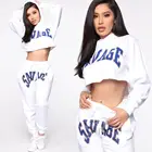 GX605 fashion letter long sleeve top and pants sport women's casual outfit two piece set women clothing