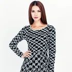 Guoou Knitwear Long Sleeve Flower Jacquard Knitting Sweater Dresses Girls' Dress