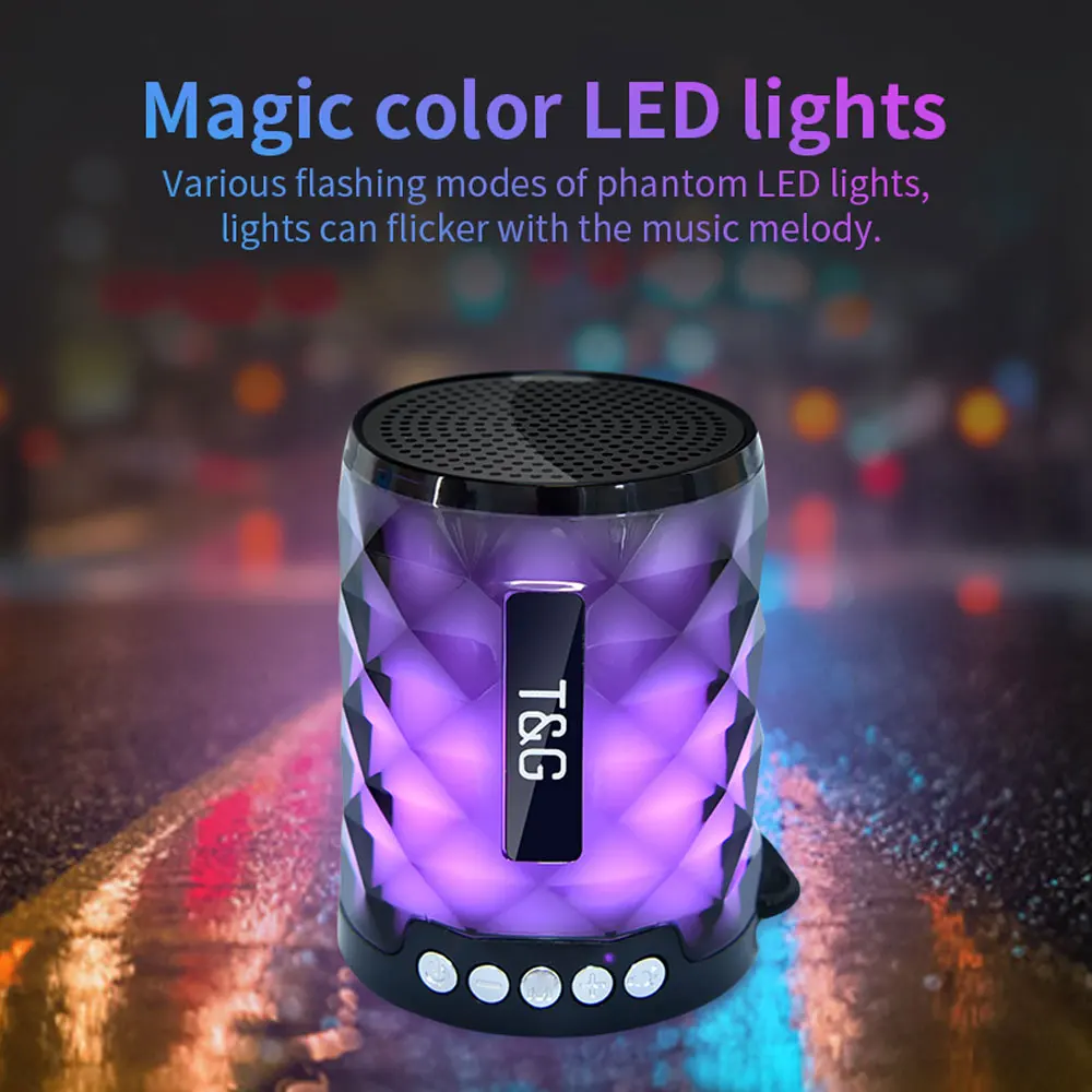 2019 Newest TG 155 Mini Bluetooth Speaker with LED Light Wireless Portable Loud Speaker Support Handsfree Call TF Card USB Disk - ANKUX.COM