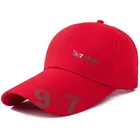 Stock Long Brim cotton 6 panel black Hat baseball Heat transfer logo cap red hat