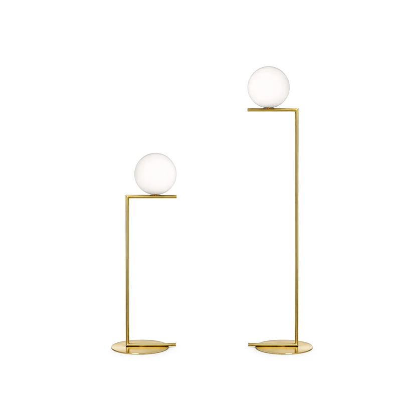 Minimalist modern LED glass ball golden standing home hotel floor light