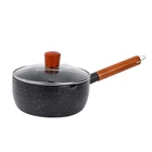 Aluminum alloy Saucepan With Wooden Handle For milk Pot/Soup Cooking pot Non Stick pan Milk Pan/sauce pan with Cover