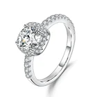 Engagement Ring Abiding 925 Sterling Silver Halo Engagement Ring 0.5Ct 5mm Moissanite Rings for Women Fine Jewelry