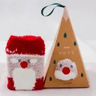 Uron Autumn and winter new coral velvet winter thick cartoon floor Christmas stockings baby socks