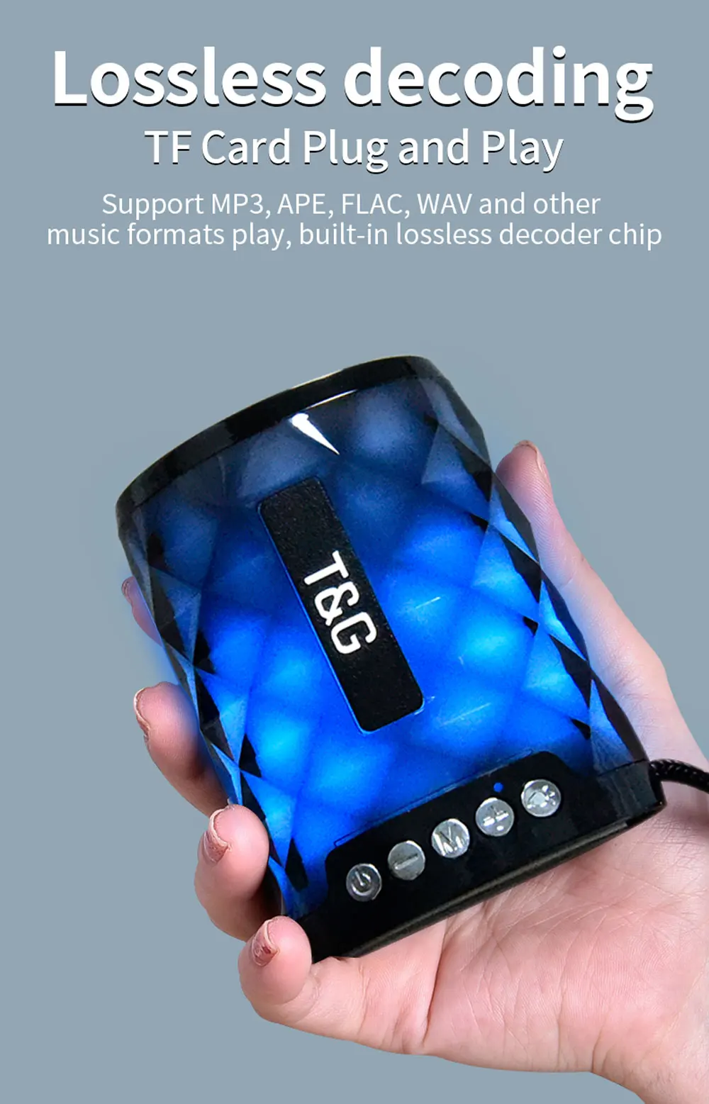2019 Newest TG 155 Mini Bluetooth Speaker with LED Light Wireless Portable Loud Speaker Support Handsfree Call TF Card USB Disk - ANKUX.COM