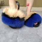Fox Fur For Fur Slides Autumn And Winter Slippers Red Fox Fur Shoes Home Fur Slides Sandals For Women