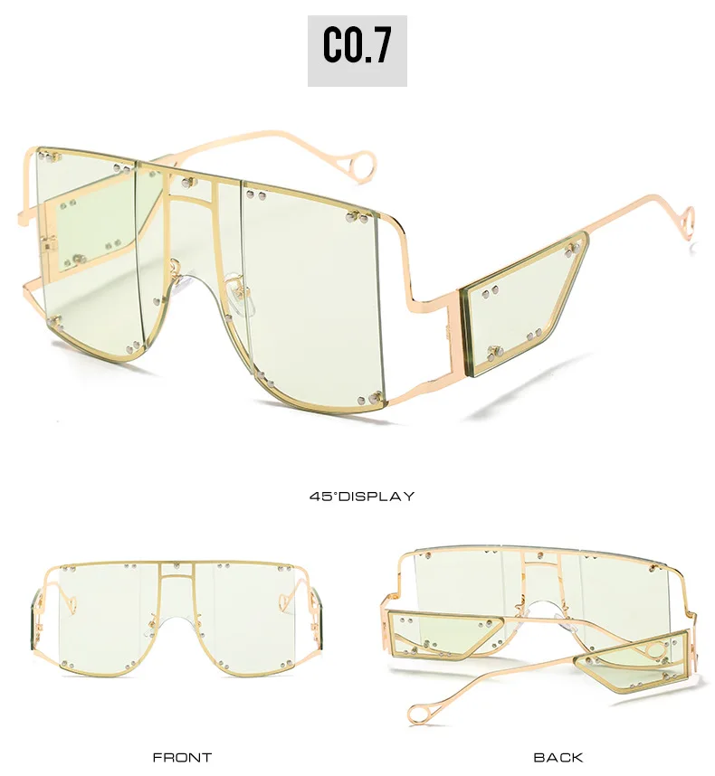 EUGENIA Rivet Fashion Four Lenses Wrap Glasses 2020 Big Square Frame Oversized Sunglasses