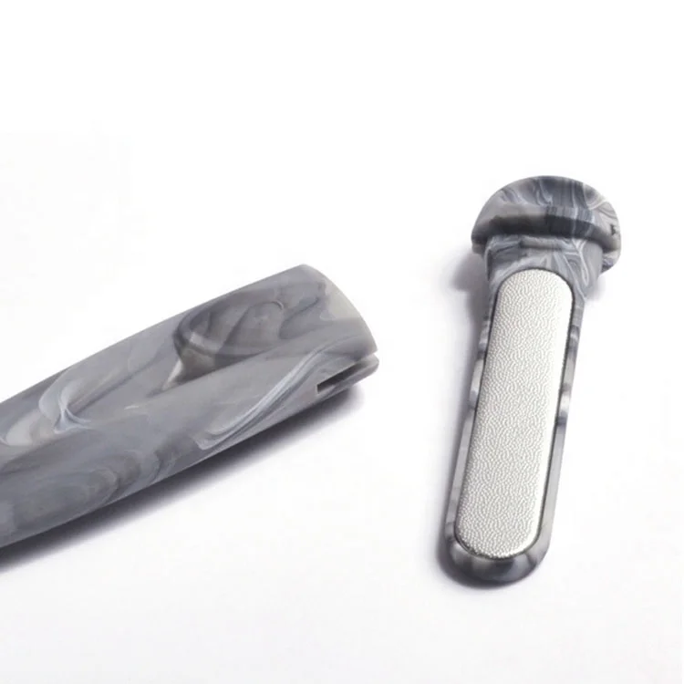 304 Metal Small Black ABS Handle Foot File Marble Painting Hard Skin Remover