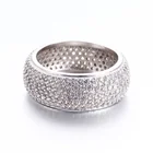 Luxury Full AAA Zircon Rings Rhodium 925 Sterling Silver Jewelry Eternity Band Rings