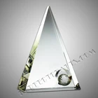 New custom high quality triangle optical crystal award trophy vender -OCA030
