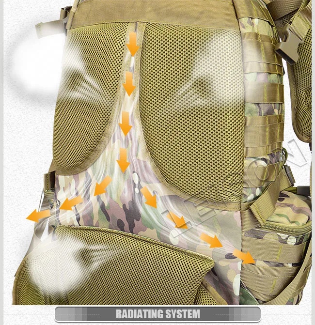 1000D Nylon Flame Retardant Large Capacity Load Bearing Military Backpack for tactical hiking outdoor sports hunting camping