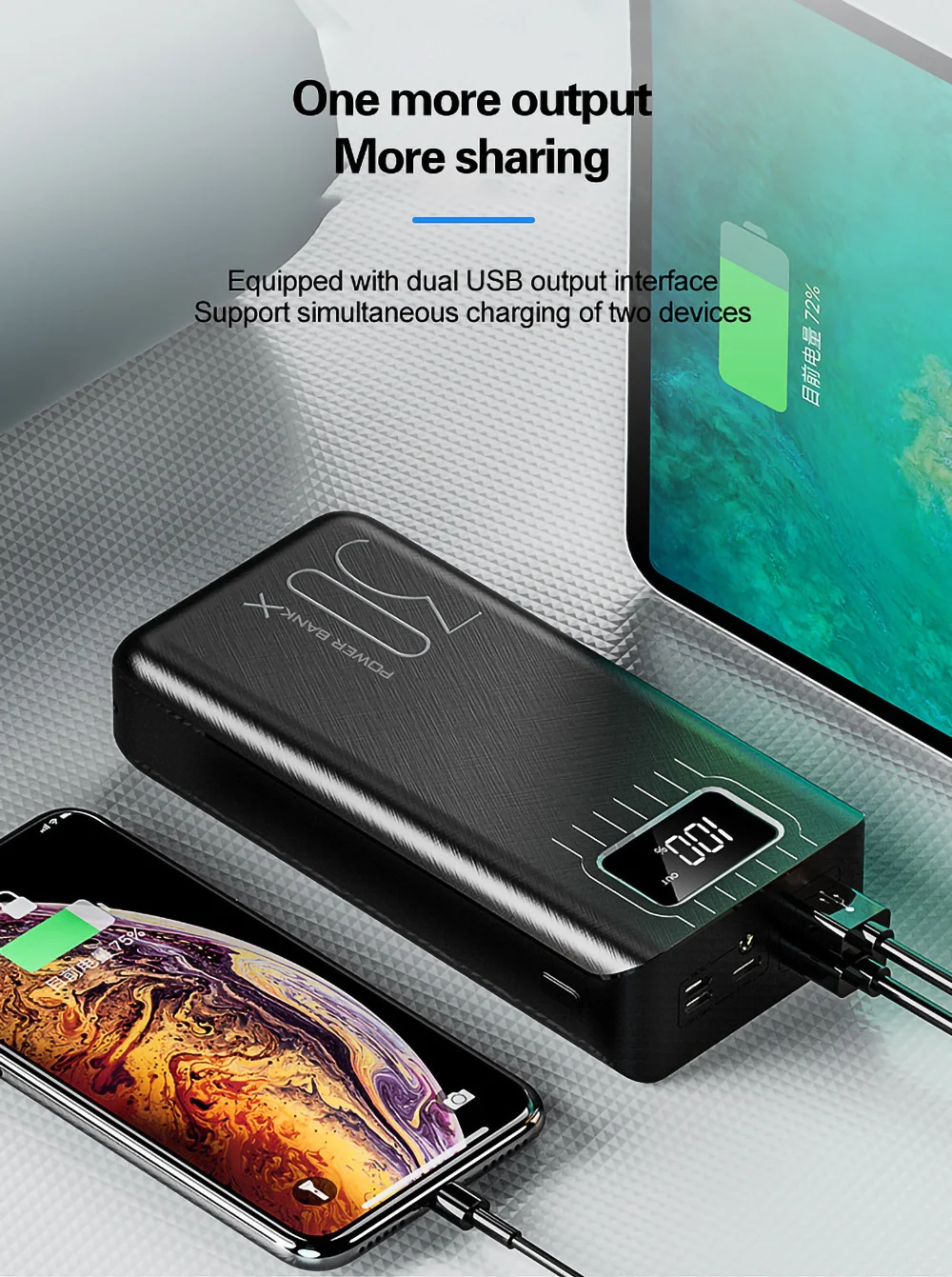 Logo custom led display portable charger battery mobile phone fast charging 30000mah 3 inputs Power+bank for iphone for samsung - ANKUX.COM