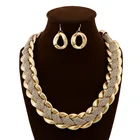 Gold plated alloy choker necklace heavy chunky cuban link chain punk necklace earring set design for women